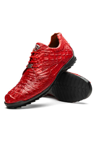 Marco Di Milano Kratos Red Exotic Caiman Crocodile Sport Sneakers (MDM1176)-AmbrogioShoes