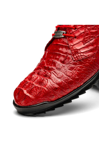 Marco Di Milano Kratos Red Exotic Caiman Crocodile Sport Sneakers (MDM1176)-AmbrogioShoes