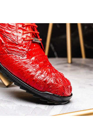 Marco Di Milano Kratos Red Exotic Caiman Crocodile Sport Sneakers (MDM1176)-AmbrogioShoes