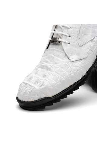 Marco Di Milano Kratos White Exotic Caiman Crocodile Sport Sneakers (MDM1207)-AmbrogioShoes
