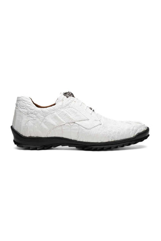 Marco Di Milano Kratos White Exotic Caiman Crocodile Sport Sneakers (MDM1207)-AmbrogioShoes