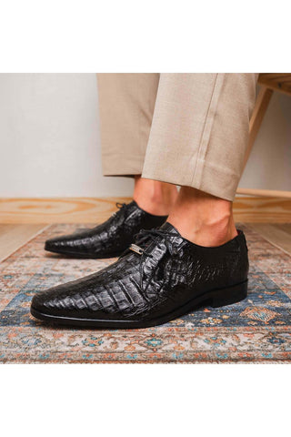 Marco Di Milano Lacio Black Exotic Crocodile Derby (MDM1019)-AmbrogioShoes