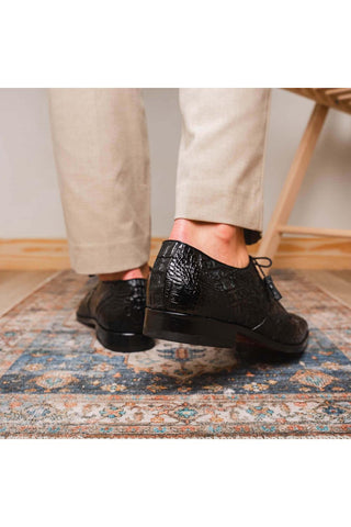 Marco Di Milano Lacio Black Exotic Crocodile Derby (MDM1019)-AmbrogioShoes