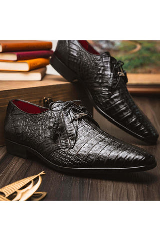 Marco Di Milano Lacio Black Exotic Crocodile Derby (MDM1019)-AmbrogioShoes