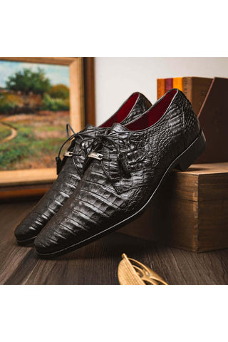 Marco Di Milano Lacio Black Exotic Crocodile Derby (MDM1019)-AmbrogioShoes