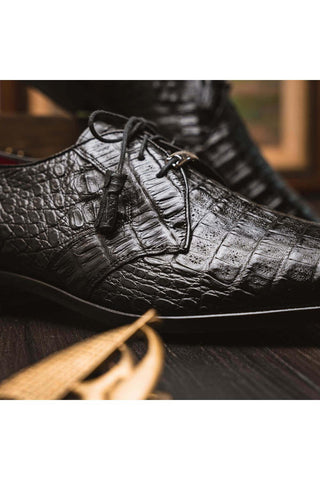 Marco Di Milano Lacio Black Exotic Crocodile Derby (MDM1019)-AmbrogioShoes