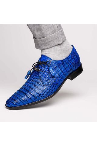 Marco Di Milano Lacio Blue Exotic Crocodile Derby (MDM1019)-AmbrogioShoes