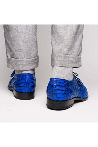 Marco Di Milano Lacio Blue Exotic Crocodile Derby (MDM1019)-AmbrogioShoes
