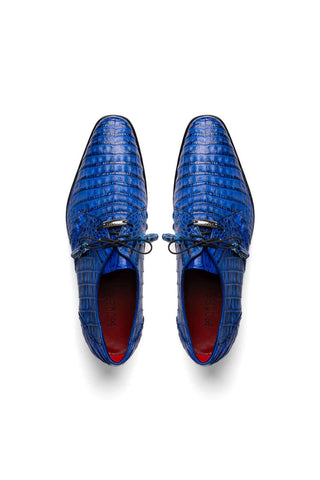 Marco Di Milano Lacio Blue Exotic Crocodile Derby (MDM1019)-AmbrogioShoes