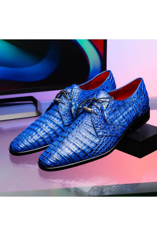 Marco Di Milano Lacio Blue Exotic Crocodile Derby (MDM1019)-AmbrogioShoes