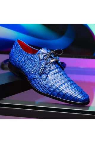 Marco Di Milano Lacio Blue Exotic Crocodile Derby (MDM1019)-AmbrogioShoes