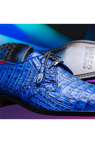 Marco Di Milano Lacio Blue Exotic Crocodile Derby (MDM1019)-AmbrogioShoes