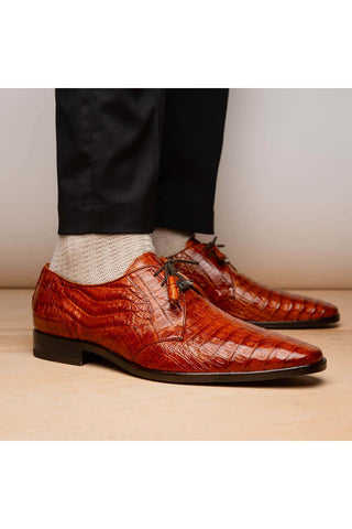 Marco Di Milano Lacio Brandy Exotic Crocodile Derby (MDM1019)-AmbrogioShoes
