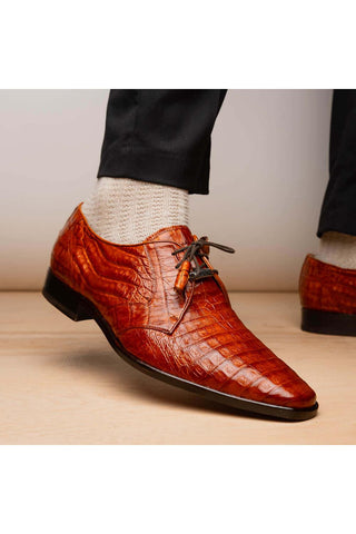 Marco Di Milano Lacio Brandy Exotic Crocodile Derby (MDM1019)-AmbrogioShoes