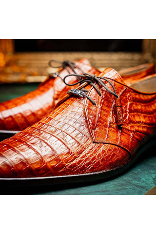 Marco Di Milano Lacio Brandy Exotic Crocodile Derby (MDM1019)-AmbrogioShoes