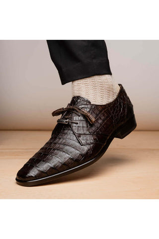 Marco Di Milano Lacio Brown Exotic Crocodile Derby (MDM1019)-AmbrogioShoes
