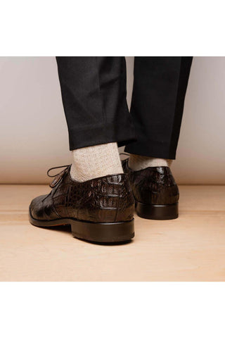 Marco Di Milano Lacio Brown Exotic Crocodile Derby (MDM1019)-AmbrogioShoes