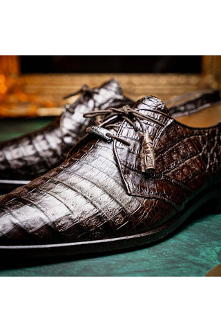 Marco Di Milano Lacio Brown Exotic Crocodile Derby (MDM1019)-AmbrogioShoes