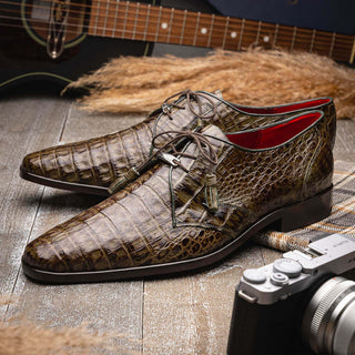 Marco Di Milano Lacio Green Exotic Crocodile Derby (MDM1019)-AmbrogioShoes