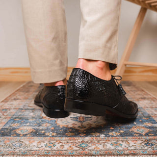 Marco Di Milano Lacio Men's Shoes Black Exotic Crocodile Derby (MDM1019)-AmbrogioShoes