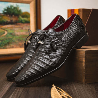Marco Di Milano Lacio Men's Shoes Black Exotic Crocodile Derby (MDM1019)-AmbrogioShoes