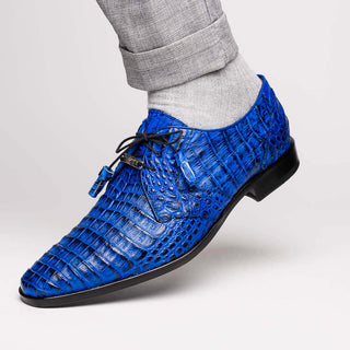 Marco Di Milano Lacio Men's Shoes Blue Exotic Crocodile Derby (MDM1019)-AmbrogioShoes