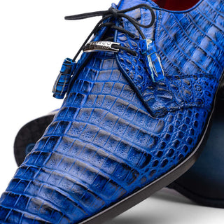 Marco Di Milano Lacio Men's Shoes Blue Exotic Crocodile Derby (MDM1019)-AmbrogioShoes