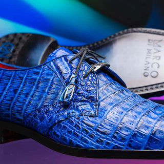 Marco Di Milano Lacio Men's Shoes Blue Exotic Crocodile Derby (MDM1019)-AmbrogioShoes