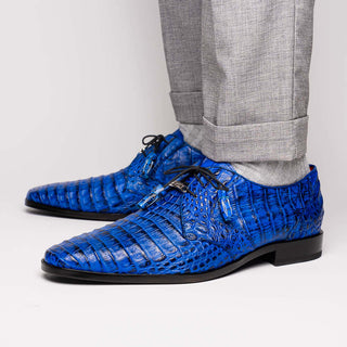 Marco Di Milano Lacio Men's Shoes Blue Exotic Crocodile Derby (MDM1019)-AmbrogioShoes