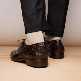 Marco Di Milano Lacio Men's Shoes Brown Exotic Crocodile Derby (MDM1019)-AmbrogioShoes