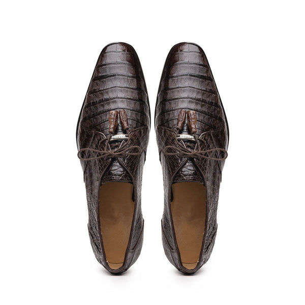 Marco Di Milano Lacio Men's Shoes Brown Exotic Crocodile Derby Oxfords (MDM1019)-AmbrogioShoes