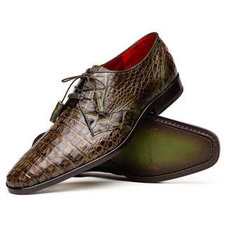 Marco Di Milano Lacio Men's Shoes Green Exotic Crocodile Derby (MDM1019)-AmbrogioShoes