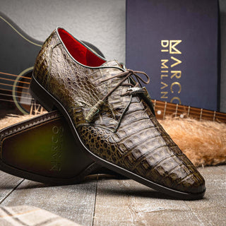 Marco Di Milano Lacio Men's Shoes Green Exotic Crocodile Derby (MDM1019)-AmbrogioShoes