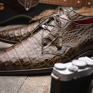 Marco Di Milano Lacio Men's Shoes Green Exotic Crocodile Derby (MDM1019)-AmbrogioShoes