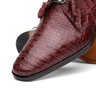 Marco Di Milano Lacio Men's Shoes Wine Exotic Crocodile Derby (MDM1019)-AmbrogioShoes