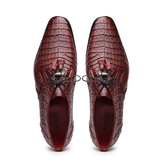 Marco Di Milano Lacio Men's Shoes Wine Exotic Crocodile Derby (MDM1019)-AmbrogioShoes