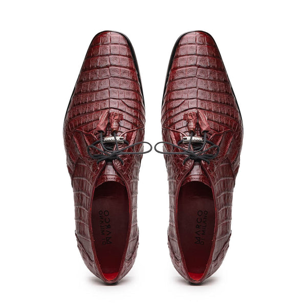 Marco Di Milano Lacio Men's Shoes Wine Exotic Crocodile Derby Oxfords (MDM1021)-AmbrogioShoes