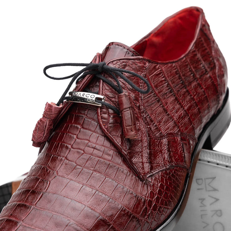 Marco Di Milano Lacio Men's Shoes Wine Exotic Crocodile Derby Oxfords (MDM1021)-AmbrogioShoes