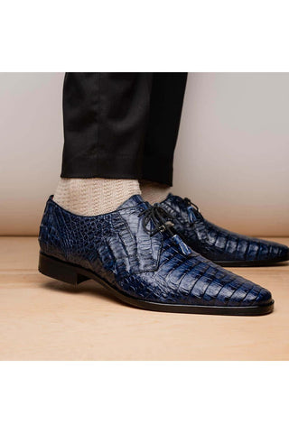 Marco Di Milano Lacio Navy Exotic Crocodile Derby (MDM1019)-AmbrogioShoes