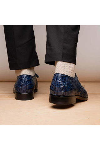 Marco Di Milano Lacio Navy Exotic Crocodile Derby (MDM1019)-AmbrogioShoes