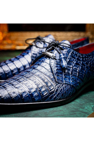 Marco Di Milano Lacio Navy Exotic Crocodile Derby (MDM1019)-AmbrogioShoes
