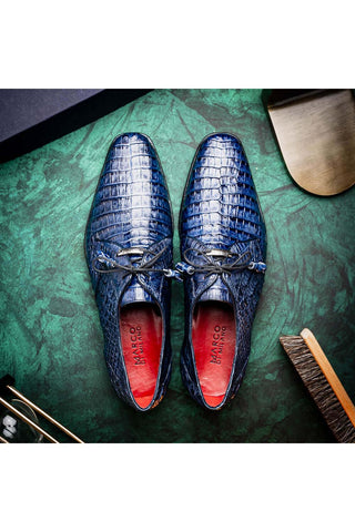 Marco Di Milano Lacio Navy Exotic Crocodile Derby (MDM1019)-AmbrogioShoes
