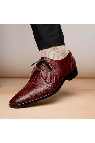 Marco Di Milano Lacio Wine Exotic Crocodile Derby (MDM1019)-AmbrogioShoes