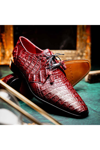 Marco Di Milano Lacio Wine Exotic Crocodile Derby (MDM1019)-AmbrogioShoes