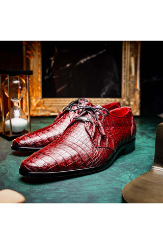 Marco Di Milano Lacio Wine Exotic Crocodile Derby (MDM1019)-AmbrogioShoes