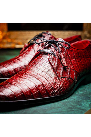Marco Di Milano Lacio Wine Exotic Crocodile Derby (MDM1019)-AmbrogioShoes