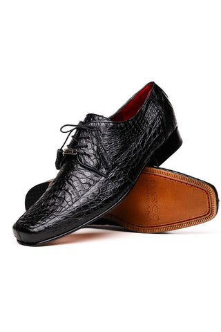 Marco Di Milano Leonardo Black Caiman Crocodile Derby-AmbrogioShoes