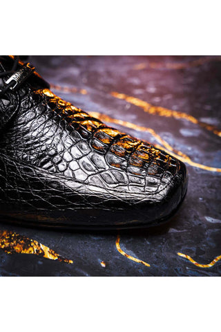 Marco Di Milano Leonardo Black Caiman Crocodile Derby-AmbrogioShoes