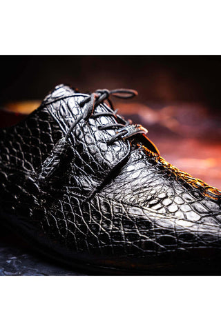 Marco Di Milano Leonardo Black Caiman Crocodile Derby-AmbrogioShoes