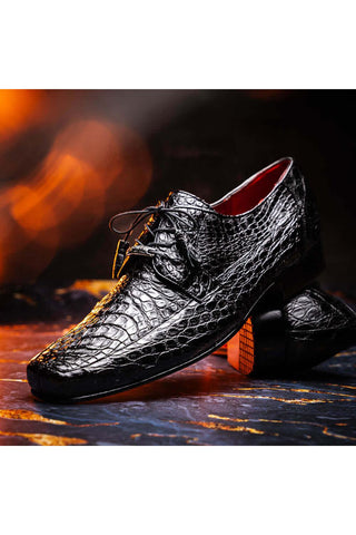 Marco Di Milano Leonardo Black Caiman Crocodile Derby-AmbrogioShoes